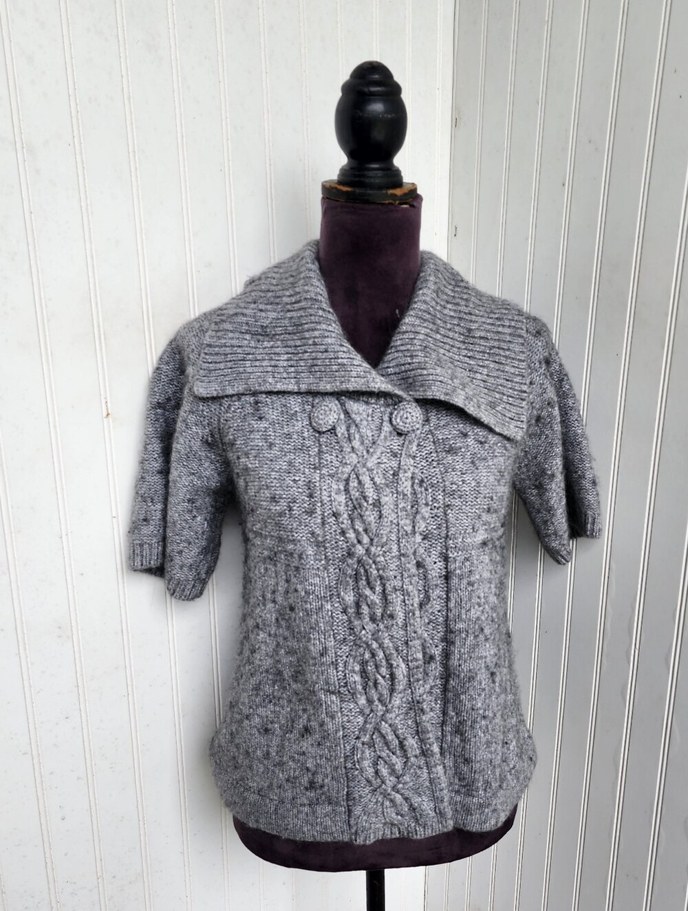 Merona Women’s Short Sleeve Cardigan Sweater Rabbit Fur Wool Cottagecore Fuzzy M